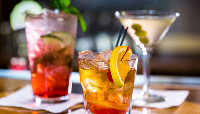 Cocktails for bar service available at rendezvous bar and grill